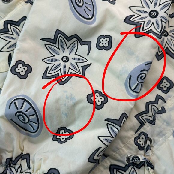 Vtg L.L. Bean Cream Light Yellow Flower Insulated Pull-Over Hooded Jacket Coat M - Picture 9 of 9